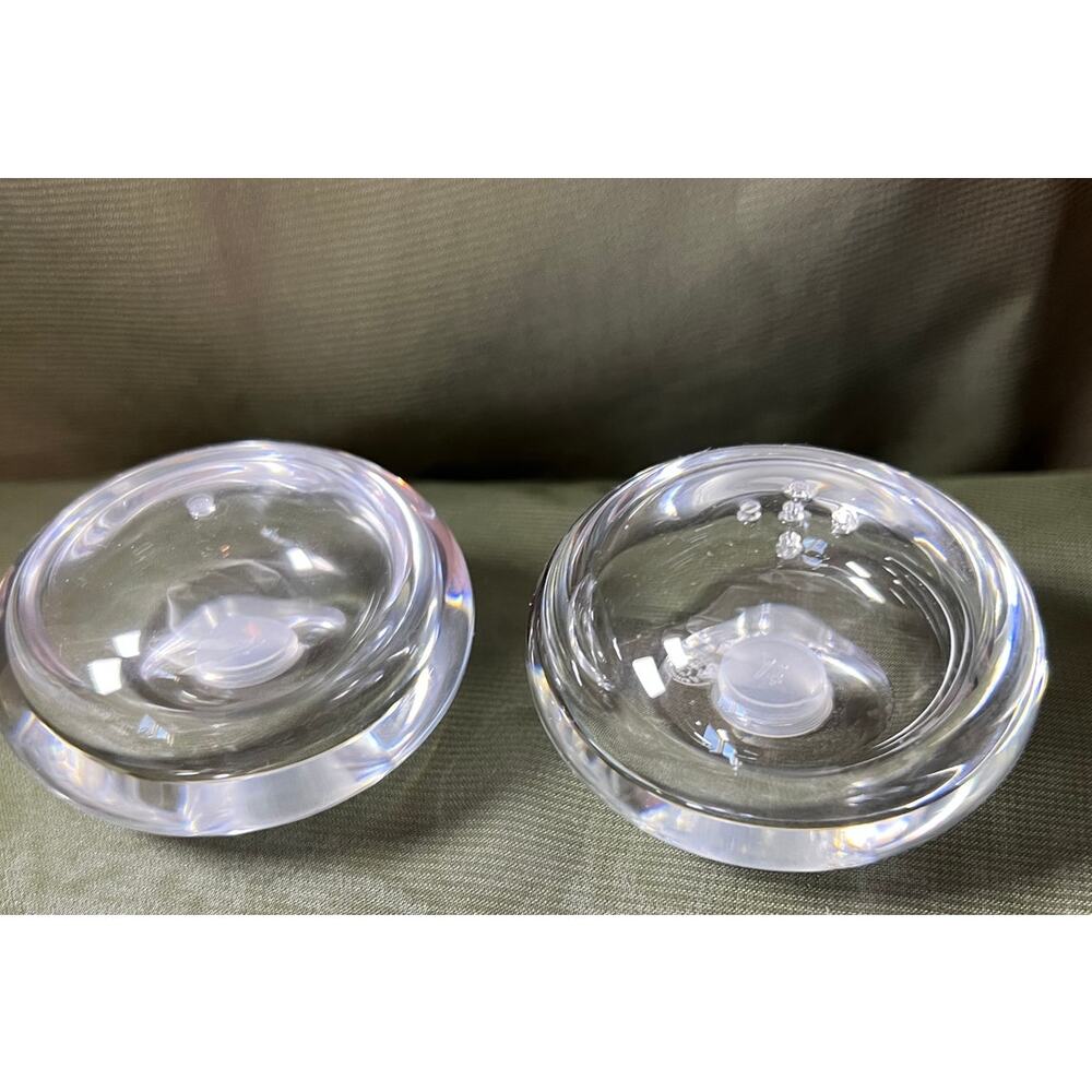Unique Baccarat France CAILLOUX Crystal Salt Pepper Round Disc